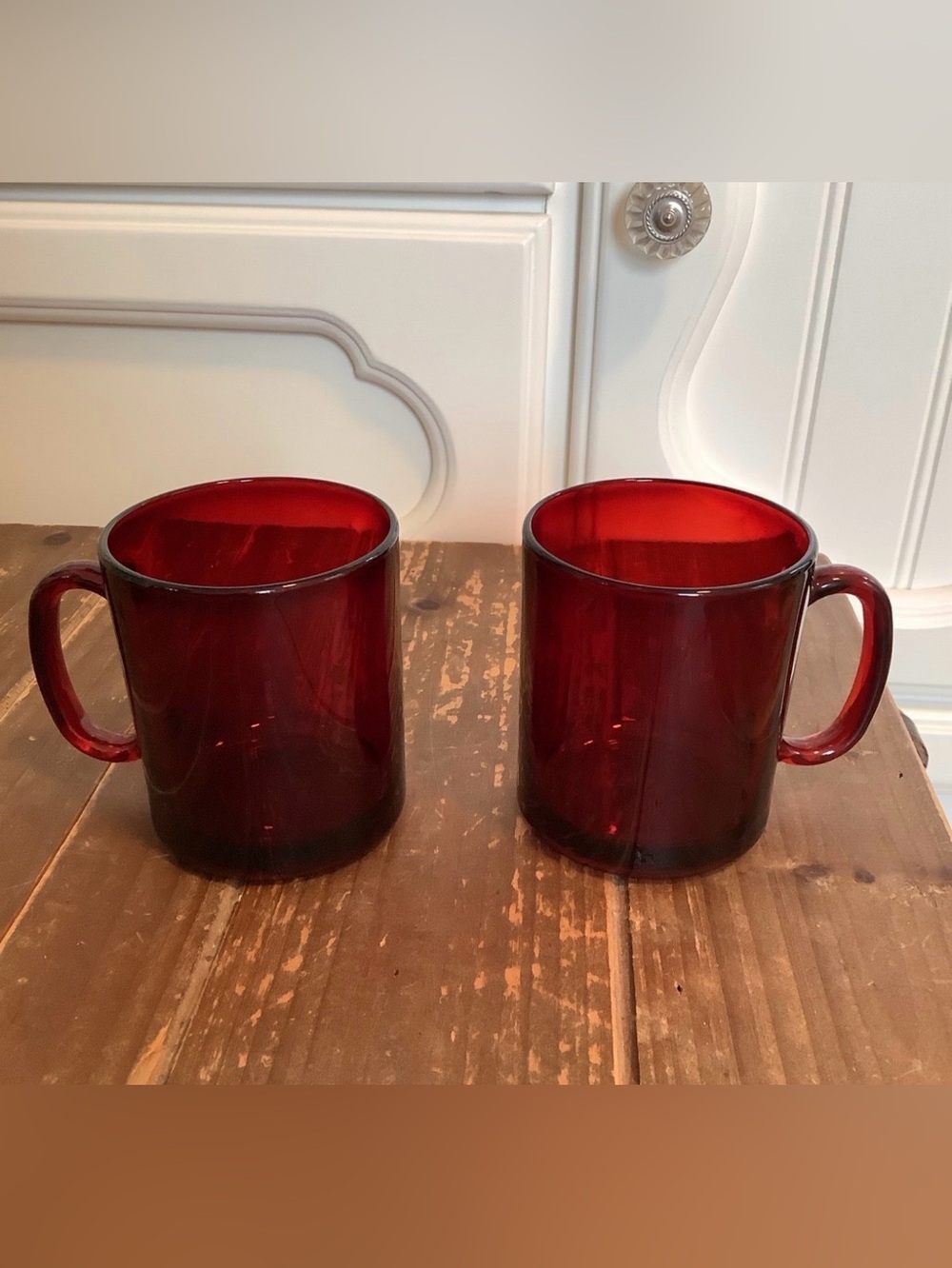 Red Glass Coffee Mug - Classic Ruby Red (Arcoroc)